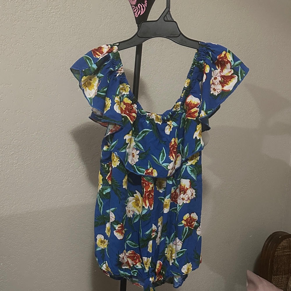Miss Lili Blue Floral Blouse